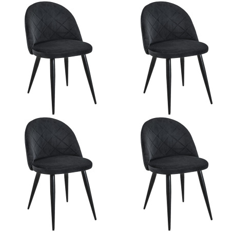 4x Welurowe krzesło tapicerowane pikowane SJ.077 Czarne