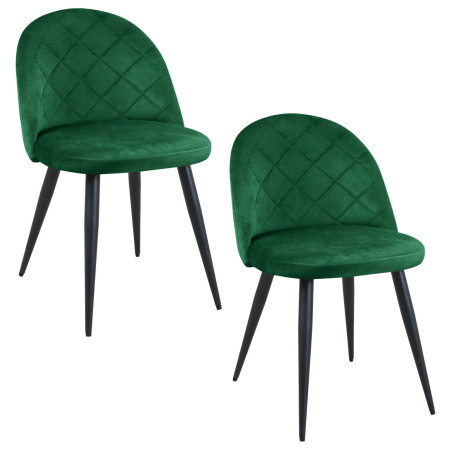 2x Welurowe krzesło tapicerowane pikowane SJ.077 Butelkowa Zieleń