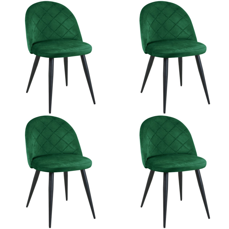 4x Welurowe krzesło tapicerowane pikowane SJ.077 Butelkowa Zieleń