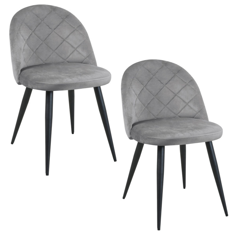 2x Welurowe krzesło tapicerowane pikowane SJ.077 Szare