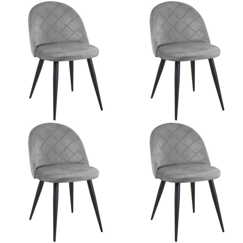 4x Welurowe krzesło tapicerowane pikowane SJ.077 Szare
