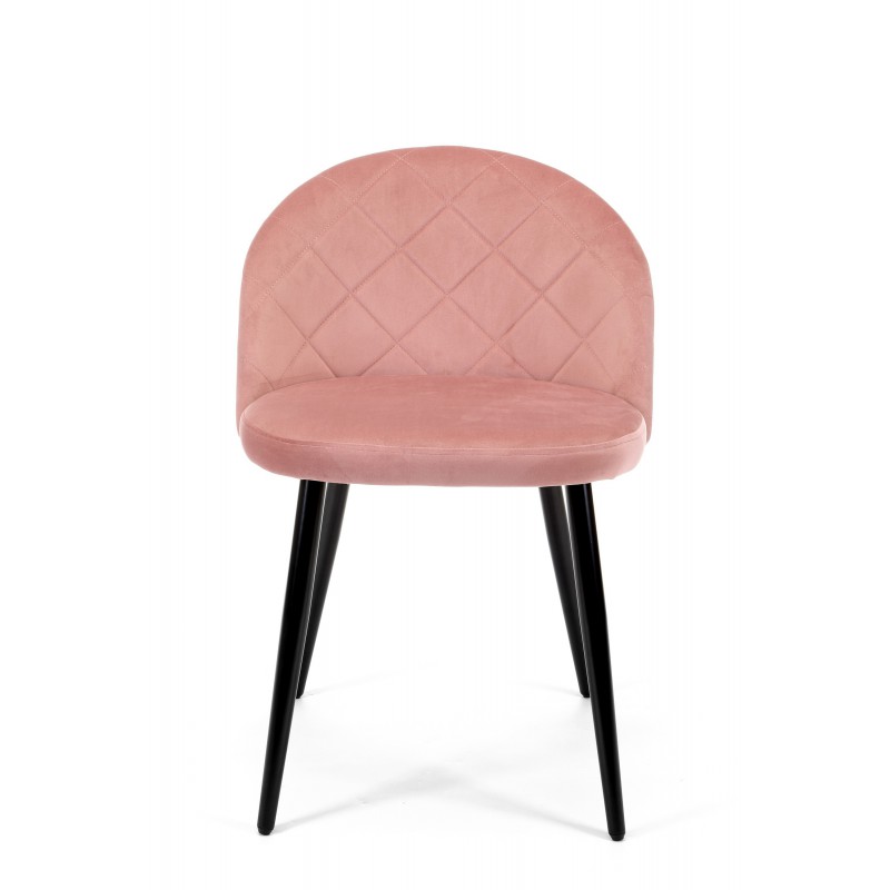 2x Welurowe krzesło tapicerowane pikowane SJ.077 Różowe przód