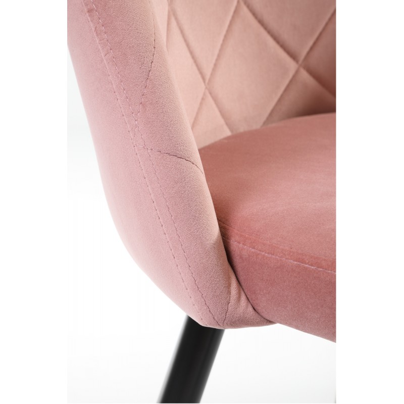 2x Welurowe krzesło tapicerowane pikowane SJ.077 Różowe detale