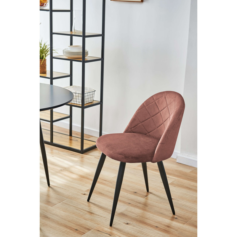 2x Welurowe krzesło tapicerowane pikowane SJ.077 Różowe aranżacja salonu
