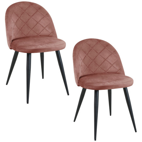 2x Welurowe krzesło tapicerowane pikowane SJ.077 Różowe