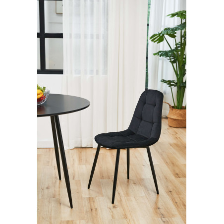 4x Welurowe krzesło tapicerowane pikowane SJ.1 Czarne wizualizacja salonu