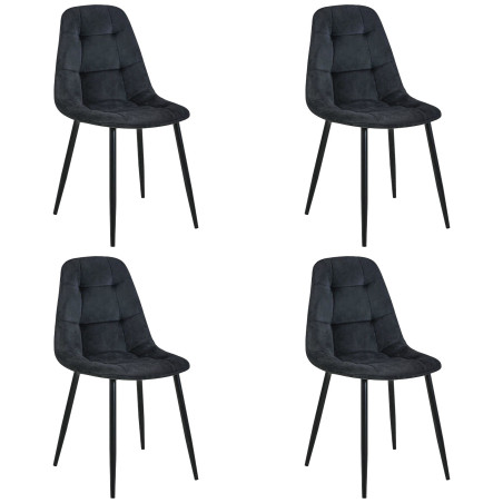 4x Welurowe krzesło tapicerowane pikowane SJ.1 Czarne