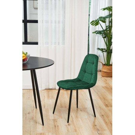 2x Welurowe krzesło tapicerowane pikowane SJ.1 Butelkowa Zieleń wizualizacja salonu