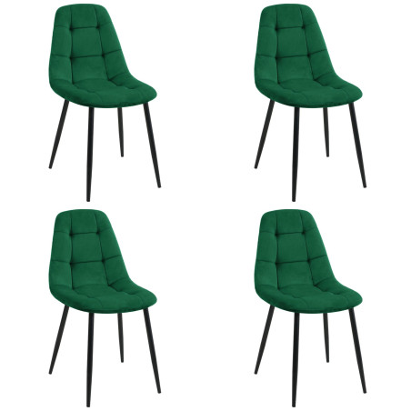 4x Welurowe krzesło tapicerowane pikowane SJ.1 Butelkowa Zieleń