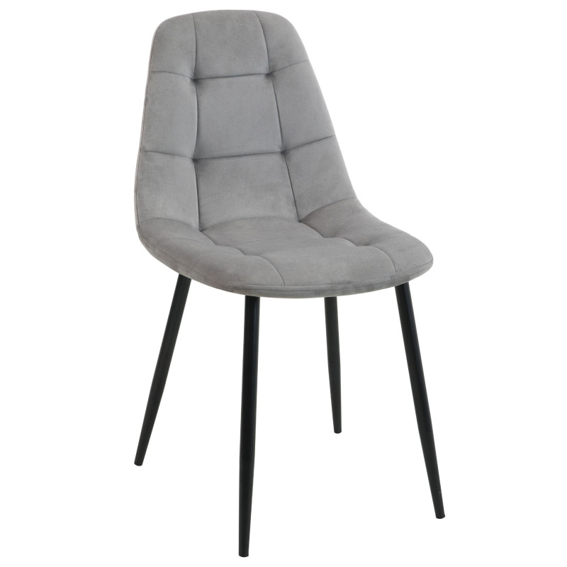 2x Welurowe krzesło tapicerowane pikowane SJ.1 Szare przód