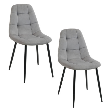 2x Welurowe krzesło tapicerowane pikowane SJ.1 Szare