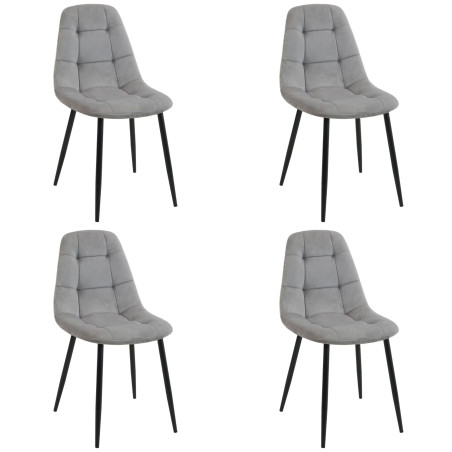 4x Welurowe krzesło tapicerowane pikowane SJ.1 Szare