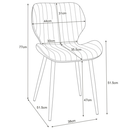 2x Welurowe krzesło tapicerowane pikowane SJ.17 Czarne wymiary
