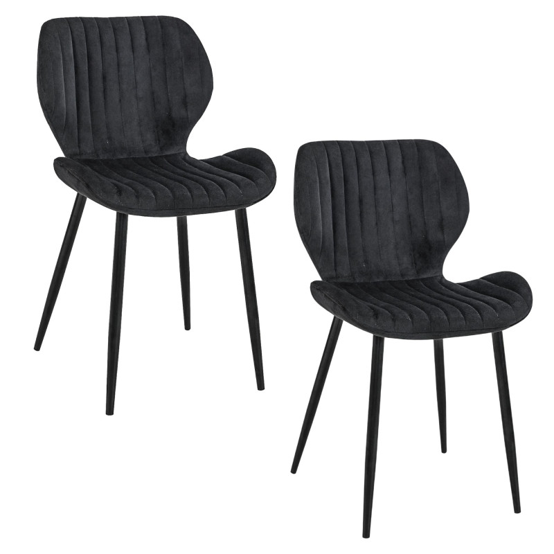 2x Welurowe krzesło tapicerowane pikowane SJ.17 Czarne