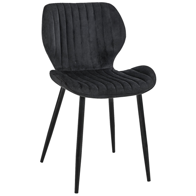 4x Welurowe krzesło tapicerowane pikowane SJ.17 Czarne przód
