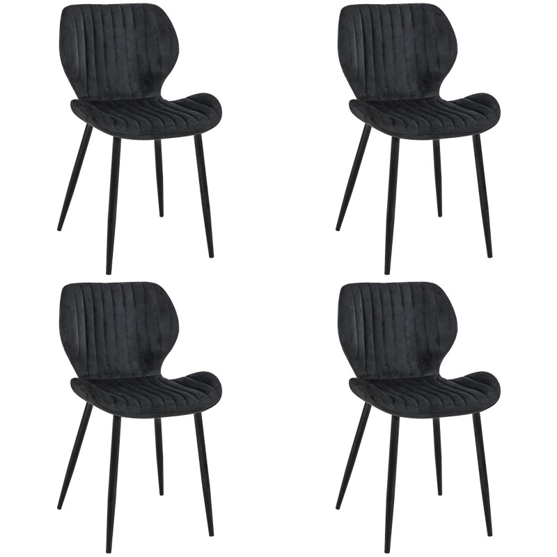 4x Welurowe krzesło tapicerowane pikowane SJ.17 Czarne