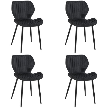 4x Welurowe krzesło tapicerowane pikowane SJ.17 Czarne