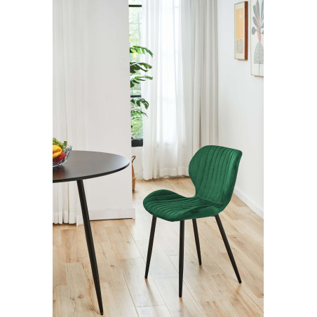4x Welurowe krzesło tapicerowane pikowane SJ.17 Butelkowa zieleń aranżacja salonu