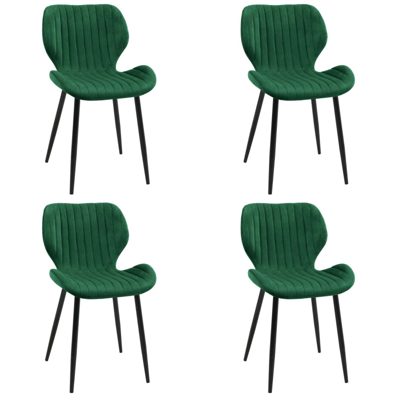 4x Welurowe krzesło tapicerowane pikowane SJ.17 Butelkowa zieleń