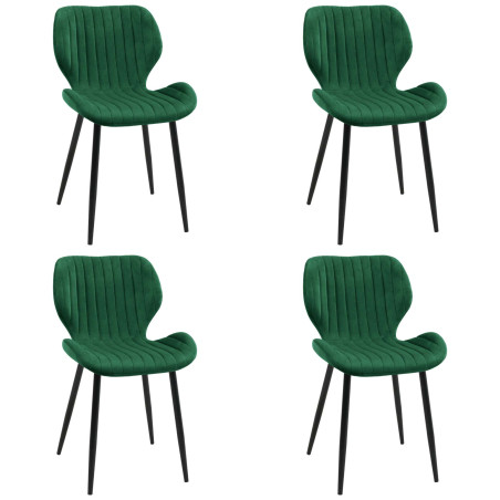 4x Welurowe krzesło tapicerowane pikowane SJ.17 Butelkowa zieleń