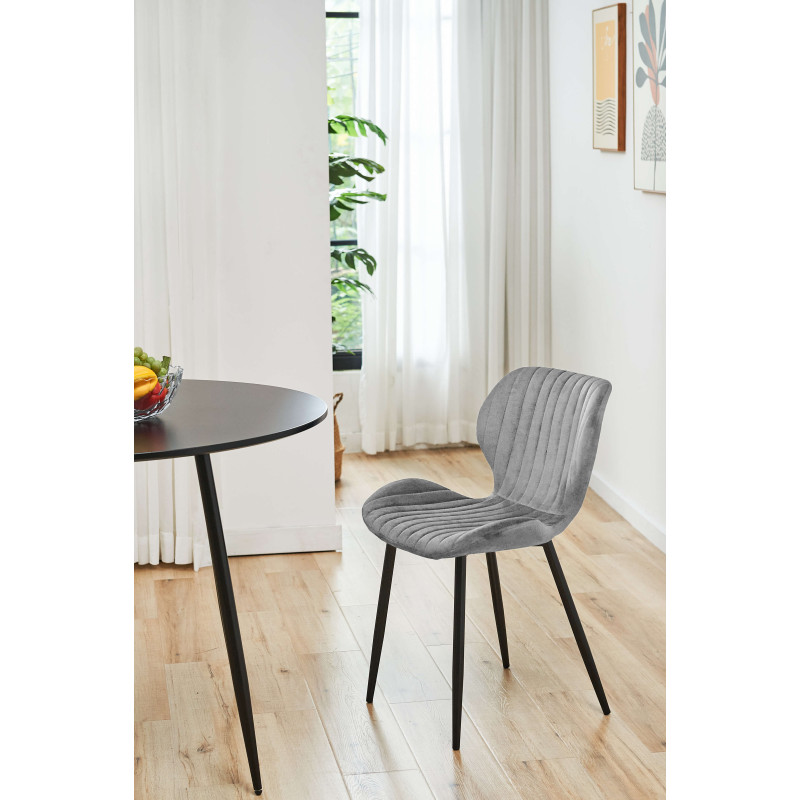4x Welurowe krzesło tapicerowane pikowane SJ.17 Szare aranżacja salonu
