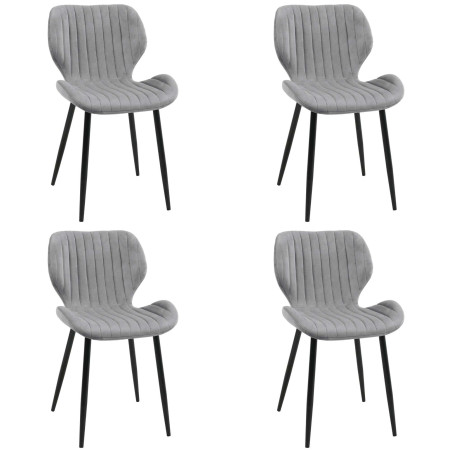 4x Welurowe krzesło tapicerowane pikowane SJ.17 Szare