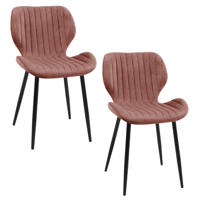 2x Welurowe krzesło tapicerowane pikowane SJ.17 Pudrowy róż