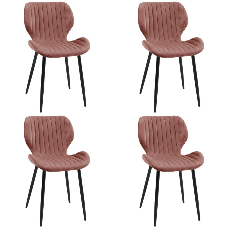 4x Welurowe krzesło tapicerowane pikowane SJ.17 Pudrowy róż
