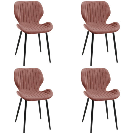 4x Welurowe krzesło tapicerowane pikowane SJ.17 Pudrowy róż