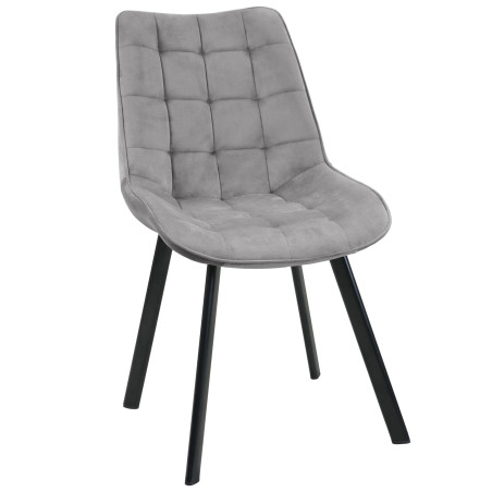 2x Welurowe krzesło tapicerowane pikowane SJ.22 Szare przód