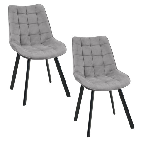 2x Welurowe krzesło tapicerowane pikowane SJ.22 Szare