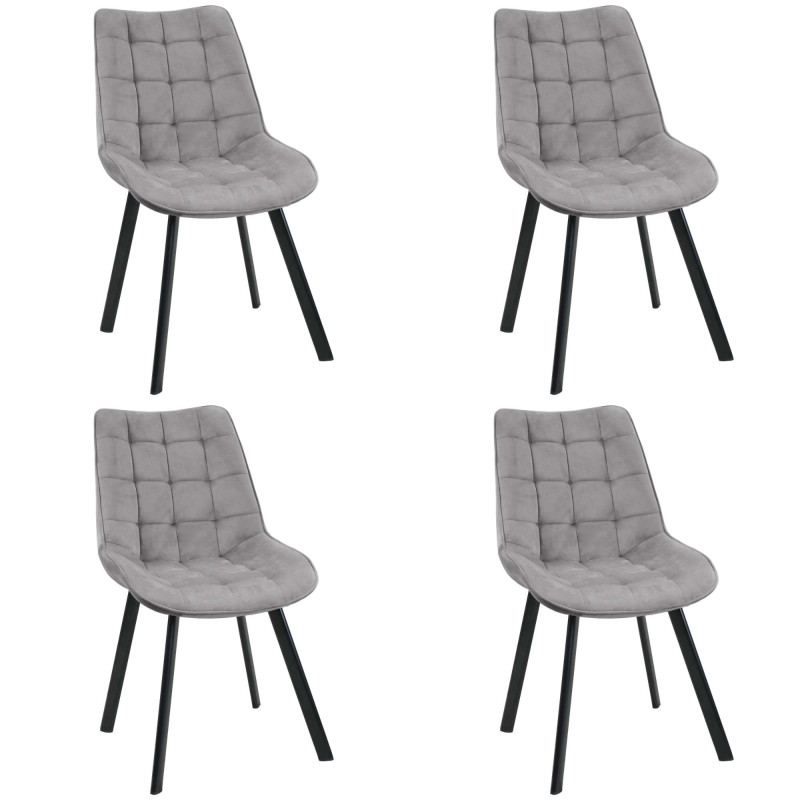 4x Welurowe krzesło tapicerowane pikowane SJ.22 Szare