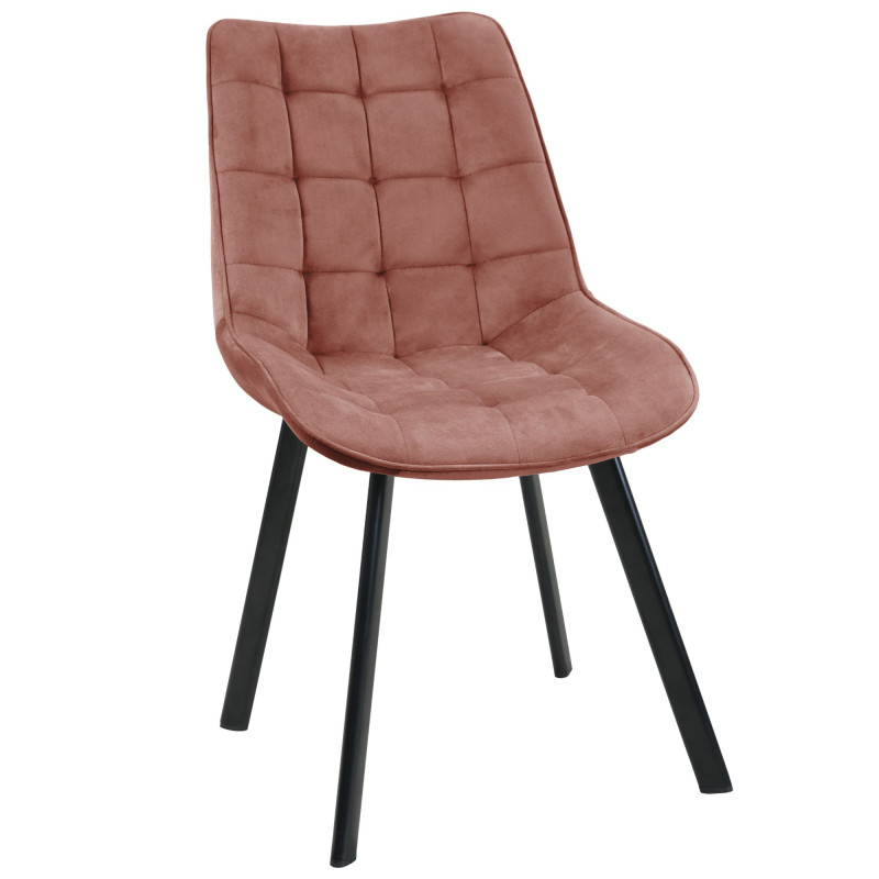 2x Welurowe krzesło tapicerowane pikowane SJ.22 Pudrowy róż przód
