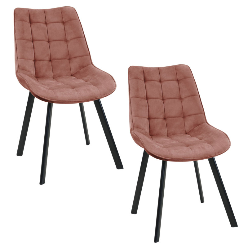 2x Welurowe krzesło tapicerowane pikowane SJ.22 Pudrowy róż
