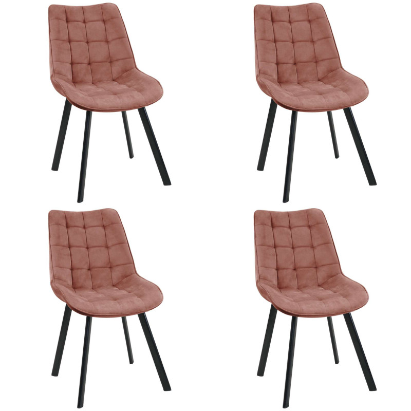 4x Welurowe krzesło tapicerowane pikowane SJ.22 Pudrowy róż