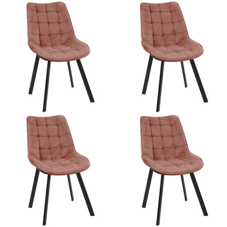 4x Welurowe krzesło tapicerowane pikowane SJ.22 Pudrowy róż