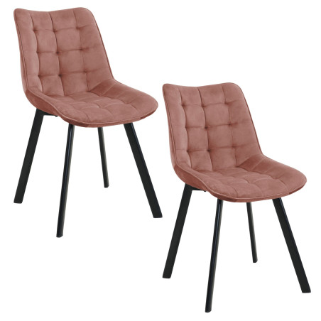 2x Welurowe krzesło tapicerowane pikowane SJ.28 Pudrowy Róż