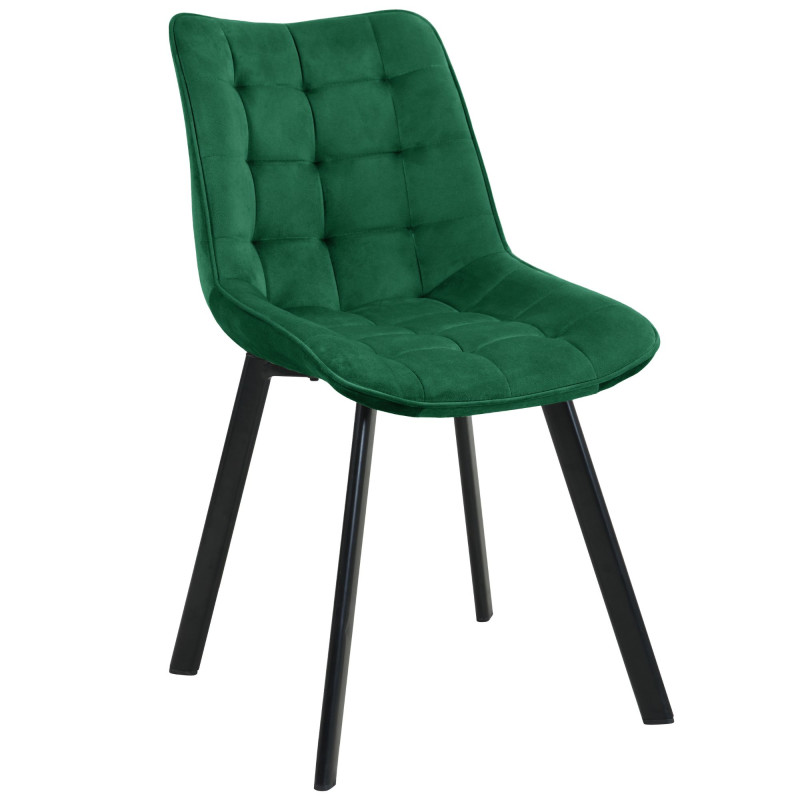 4x Welurowe krzesło tapicerowane pikowane SJ.28 Butelkowa Zieleń przód