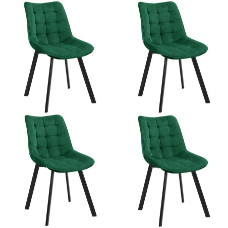4x Welurowe krzesło tapicerowane pikowane SJ.28 Butelkowa Zieleń