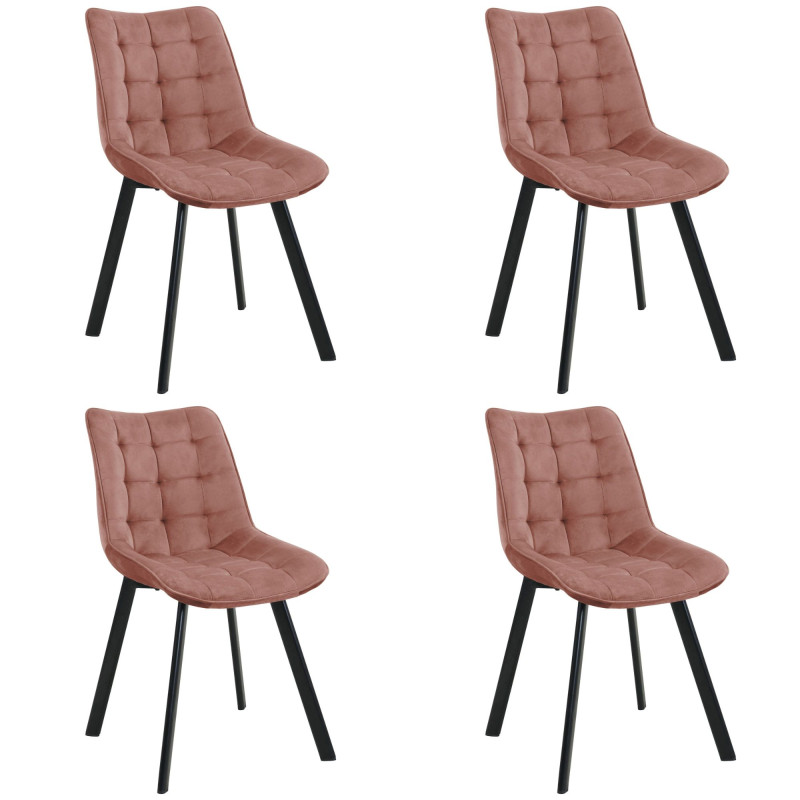 4x Welurowe krzesło tapicerowane pikowane SJ.28 Pudrowy Róż