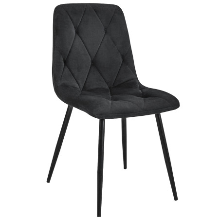 2x Welurowe krzesło tapicerowane pikowane SJ.3 Czarny przód