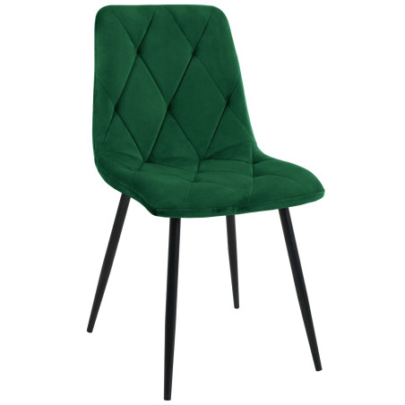 2x Welurowe krzesło tapicerowane pikowane SJ.3 Butelkowa Zieleń przód