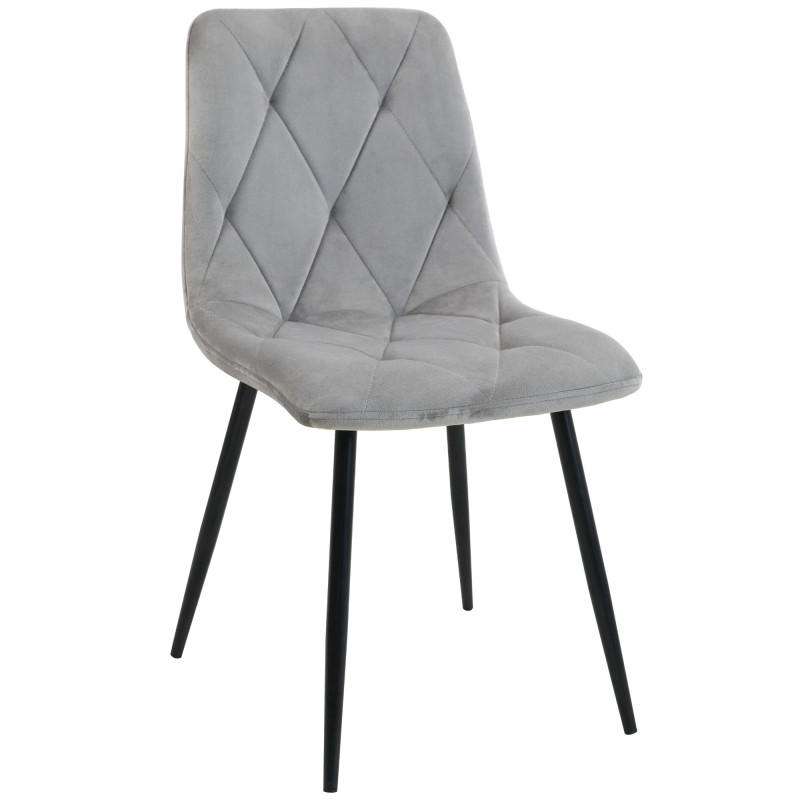 2x Welurowe krzesło tapicerowane pikowane SJ.3 Szare przód