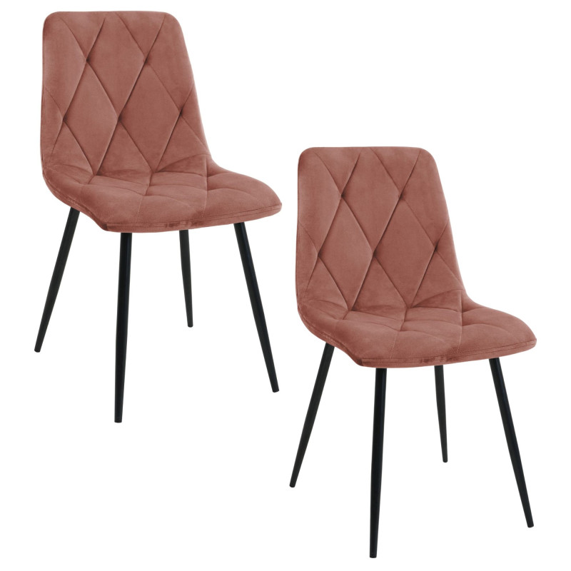 2x Welurowe krzesło tapicerowane pikowane SJ.3 Pudrowy Różowy