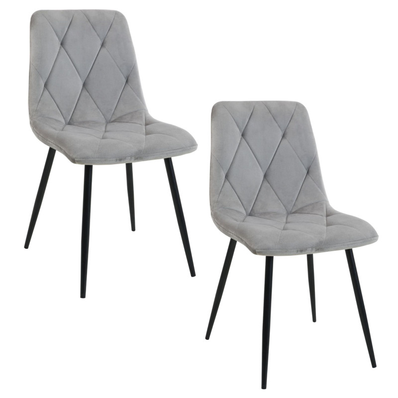 2x Welurowe krzesło tapicerowane pikowane SJ.3 Szare