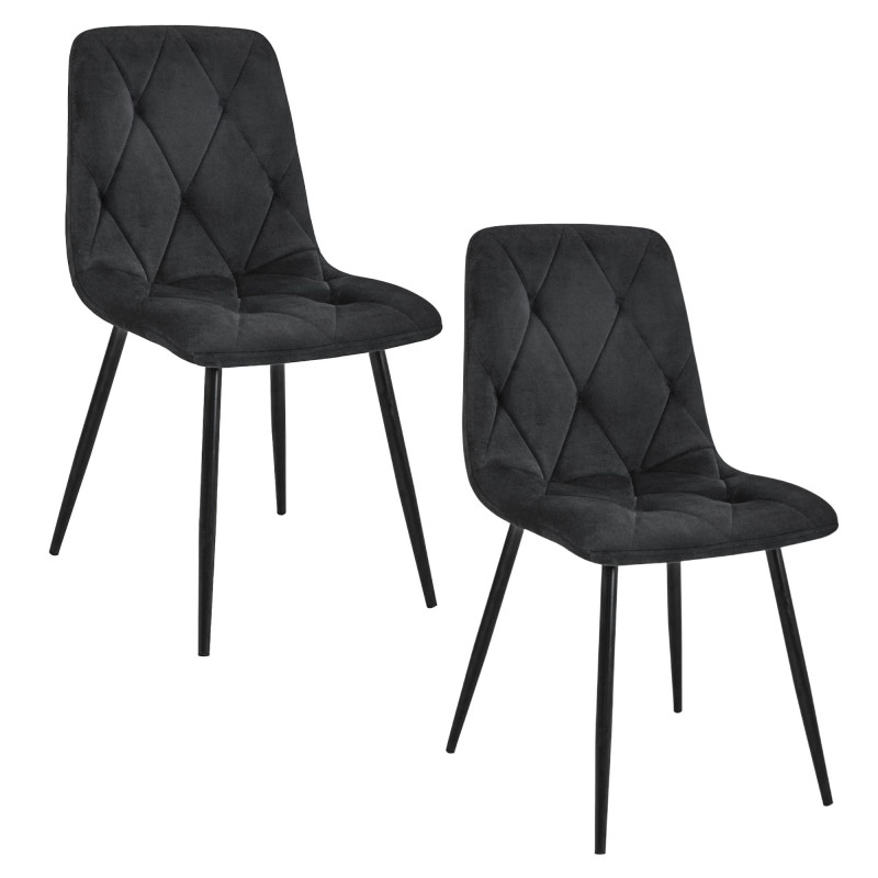 2x Welurowe krzesło tapicerowane pikowane SJ.3 Czarny