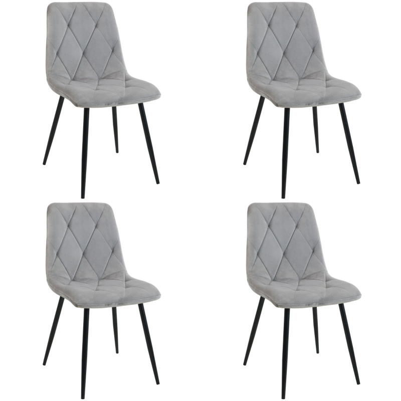 4x Welurowe krzesło tapicerowane pikowane SJ.3 Szare