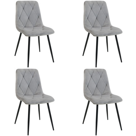 4x Welurowe krzesło tapicerowane pikowane SJ.3 Szare