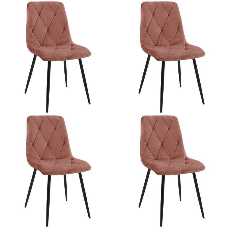 4x Welurowe krzesło tapicerowane pikowane SJ.3 Pudrowy Różowy