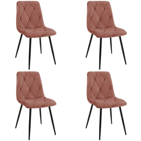 4x Welurowe krzesło tapicerowane pikowane SJ.3 Pudrowy Różowy